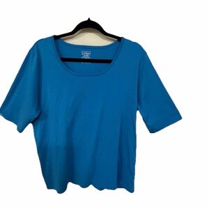 L.L. Bean 100% SUPIMA Cotton Women’s Short Sleeve Scoop Neck Tee —Turquoise Blue